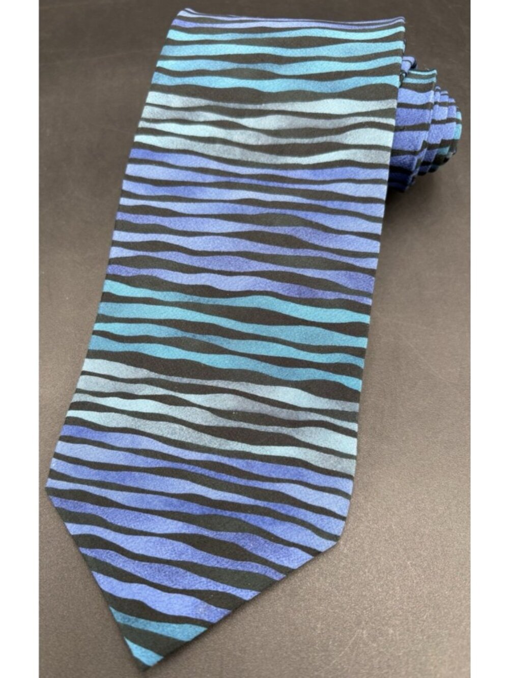 Vtg Grateful Dead Mens Tie 100% Silk 1996 Fifth Set Purple Blue Strips US Seller